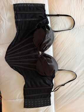 Windsor Black Satin Longline Underwire Bustier